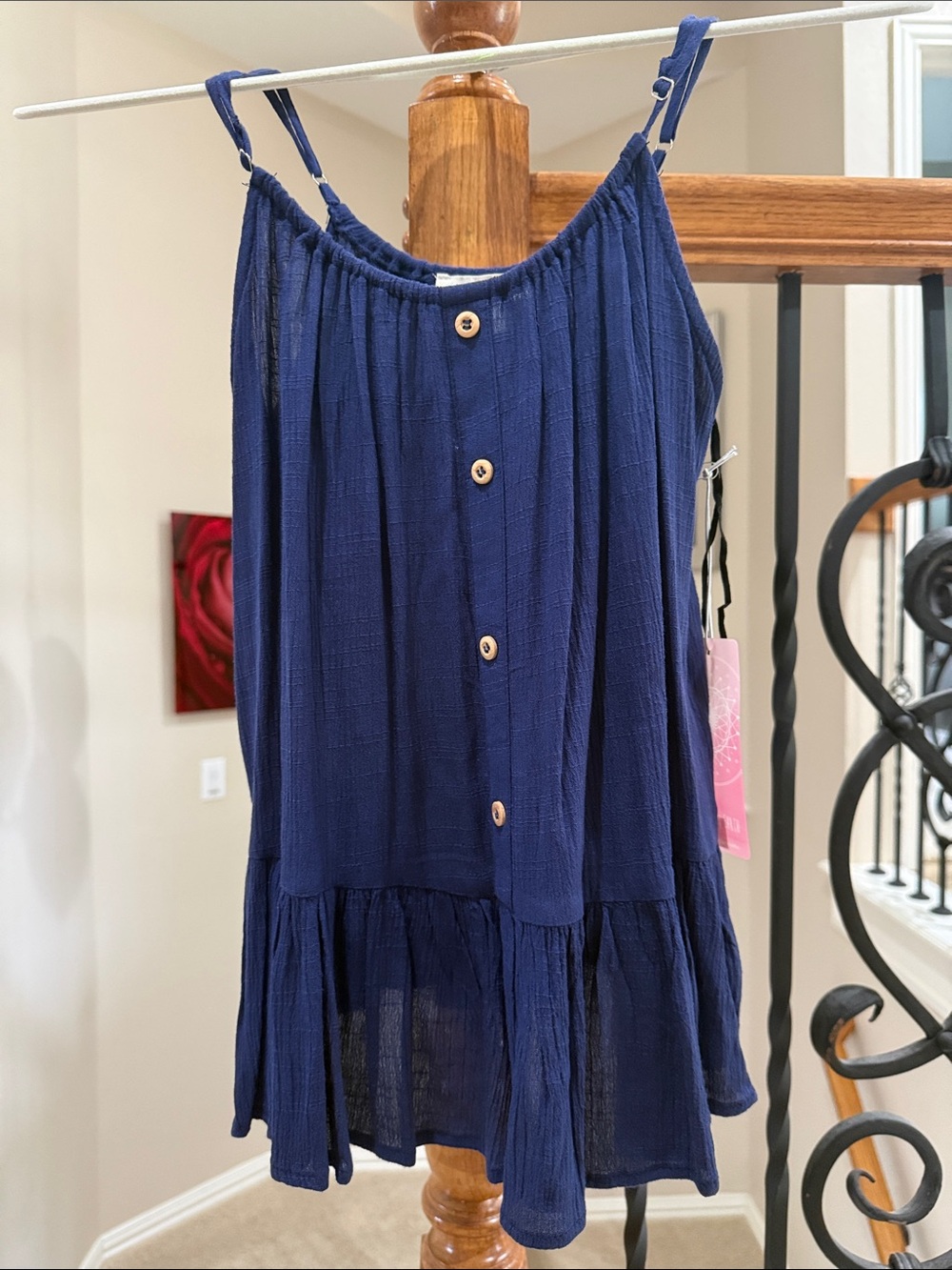 Fashion On Earth Navy Textured Button-Front Dress